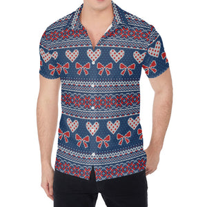 Valentine's Day Knitted Pattern Print Men's Shirt