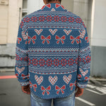 Valentine's Day Knitted Pattern Print Men's Shirt Jacket