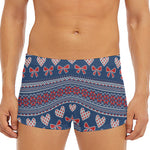 Valentine's Day Knitted Pattern Print Men's Short Boxer Briefs