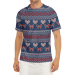 Valentine's Day Knitted Pattern Print Men's Short Sleeve Rash Guard