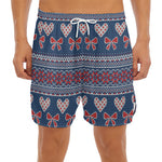 Valentine's Day Knitted Pattern Print Men's Split Running Shorts