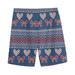 Valentine's Day Knitted Pattern Print Men's Sports Shorts