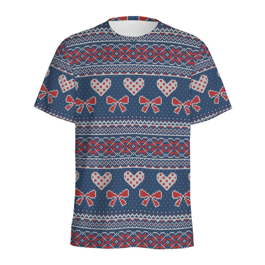 Valentine's Day Knitted Pattern Print Men's Sports T-Shirt