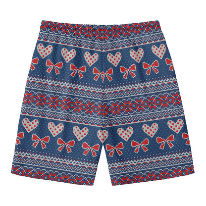 Valentine's Day Knitted Pattern Print Men's Swim Trunks