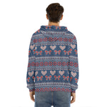 Valentine's Day Knitted Pattern Print Men's Velvet Pullover Hoodie