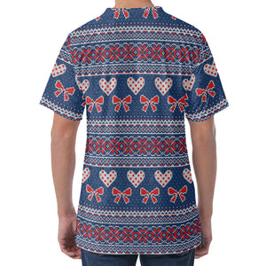 Valentine's Day Knitted Pattern Print Men's Velvet T-Shirt