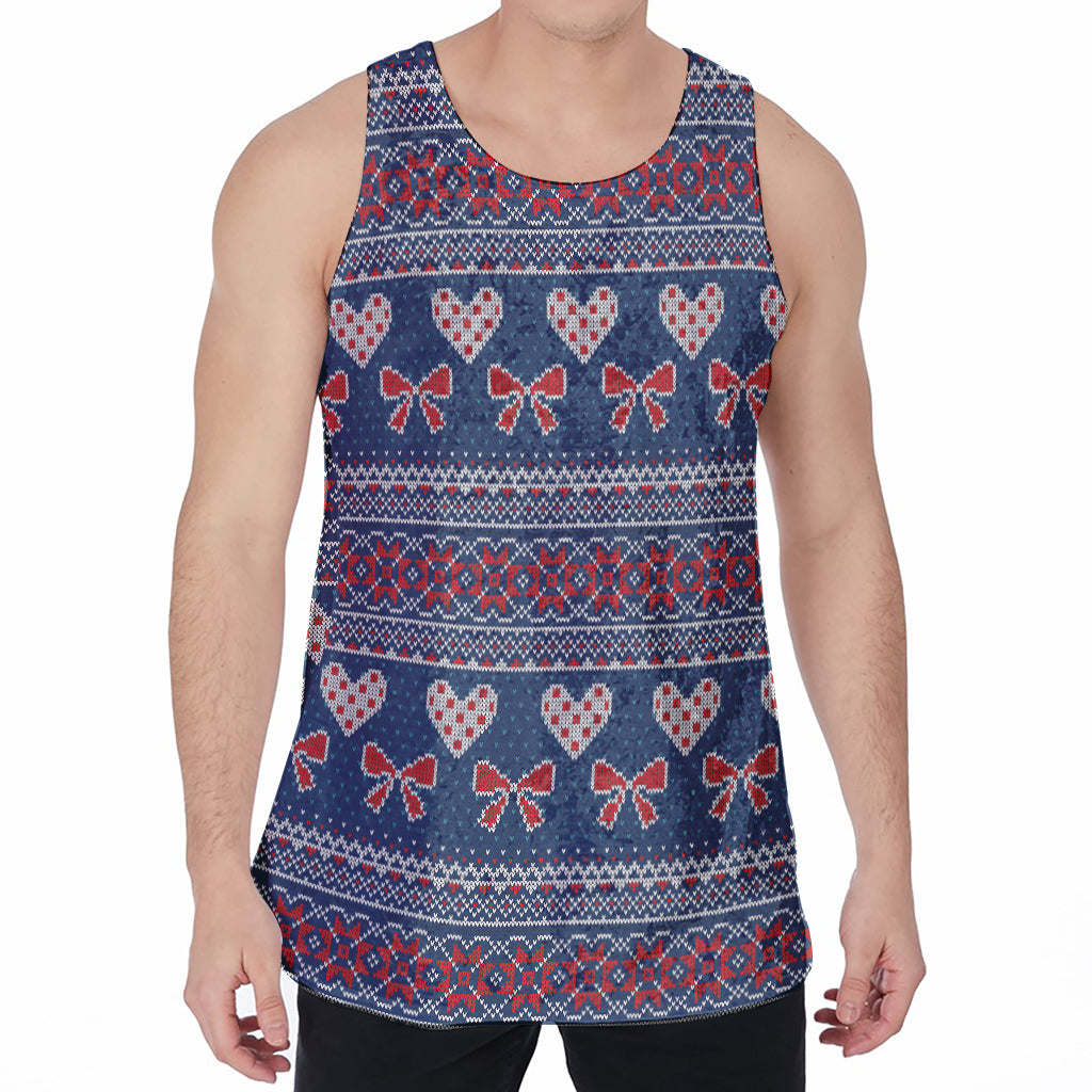 Valentine's Day Knitted Pattern Print Men's Velvet Tank Top