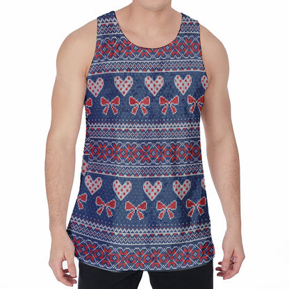 Valentine's Day Knitted Pattern Print Men's Velvet Tank Top