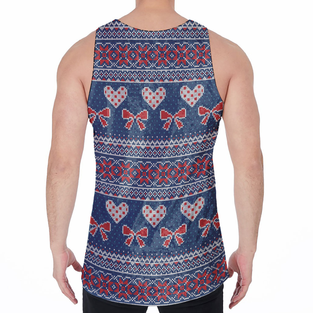 Valentine's Day Knitted Pattern Print Men's Velvet Tank Top