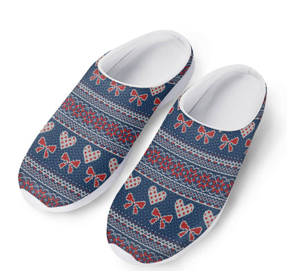 Valentine's Day Knitted Pattern Print Mesh Casual Shoes