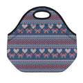 Valentine's Day Knitted Pattern Print Neoprene Lunch Bag