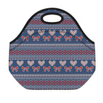 Valentine's Day Knitted Pattern Print Neoprene Lunch Bag
