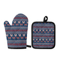 Valentine's Day Knitted Pattern Print Oven Mitt And Pot Holder Set