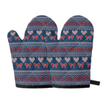 Valentine's Day Knitted Pattern Print Oven Mitts