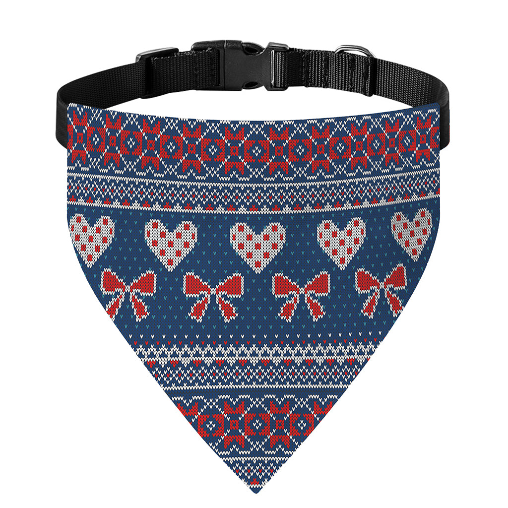 Valentine's Day Knitted Pattern Print Over The Collar Dog Bandana