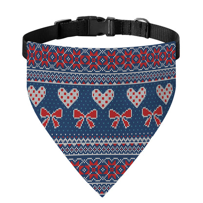 Valentine's Day Knitted Pattern Print Over The Collar Dog Bandana