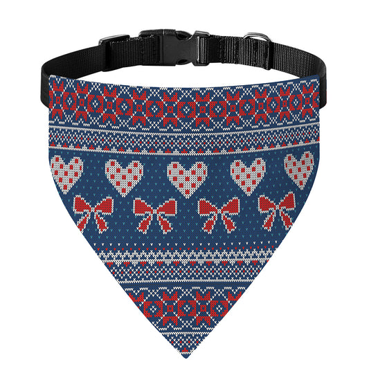 Valentine's Day Knitted Pattern Print Over The Collar Dog Bandana