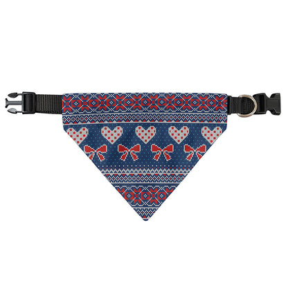 Valentine's Day Knitted Pattern Print Over The Collar Dog Bandana
