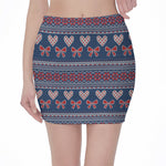 Valentine's Day Knitted Pattern Print Pencil Mini Skirt