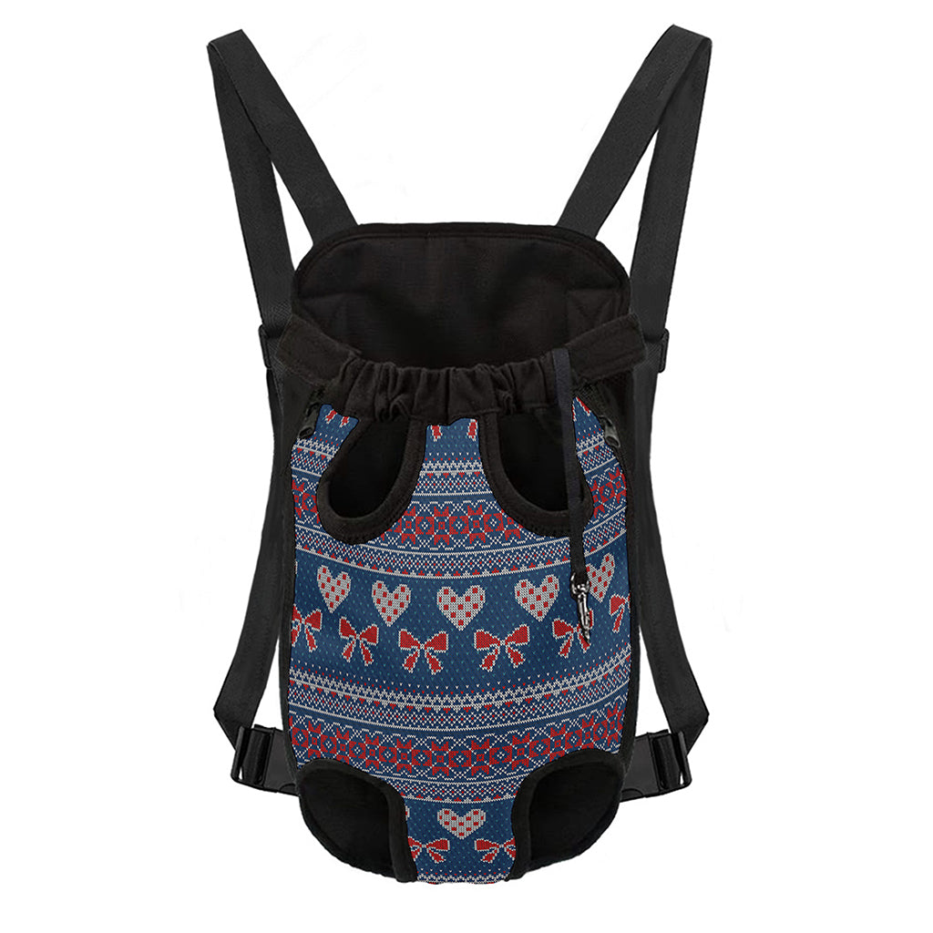 Valentine's Day Knitted Pattern Print Pet Carrier Backpack