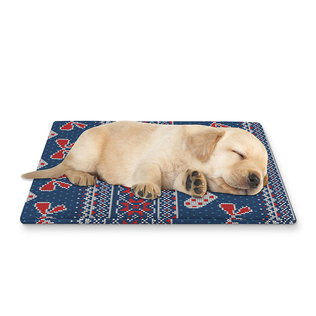 Valentine's Day Knitted Pattern Print Pet Cooling Mat Cover