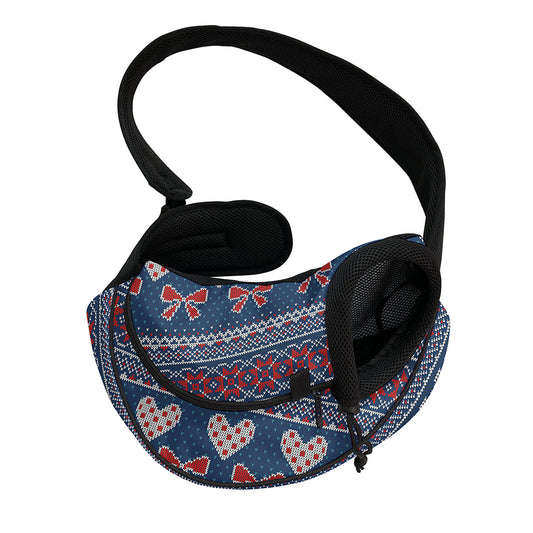 Valentine's Day Knitted Pattern Print Pet Sling Carrier