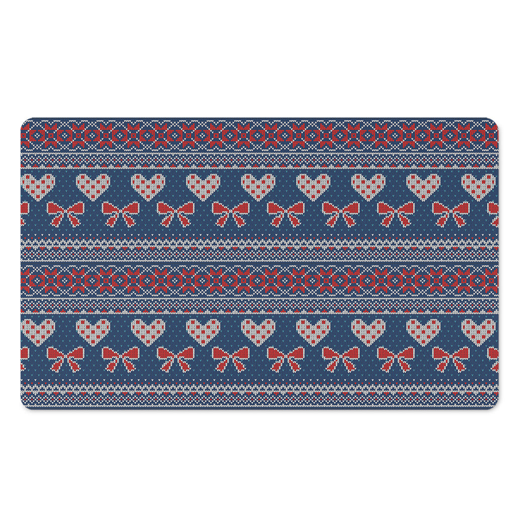 Valentine's Day Knitted Pattern Print Polyester Doormat