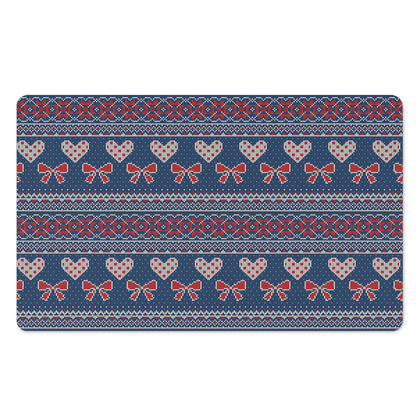 Valentine's Day Knitted Pattern Print Polyester Doormat