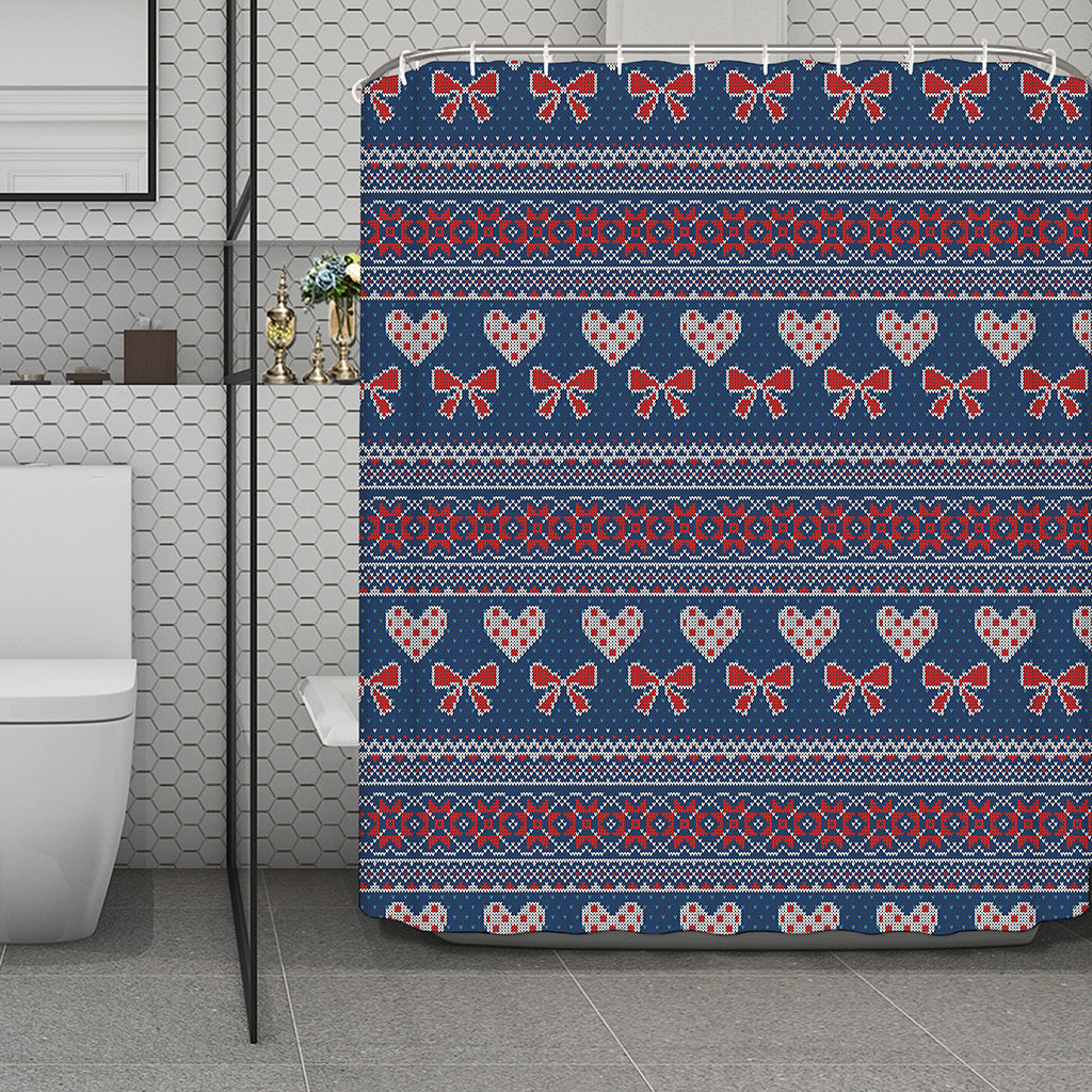 Valentine's Day Knitted Pattern Print Polyester Shower Curtain