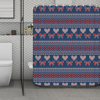 Valentine's Day Knitted Pattern Print Polyester Shower Curtain