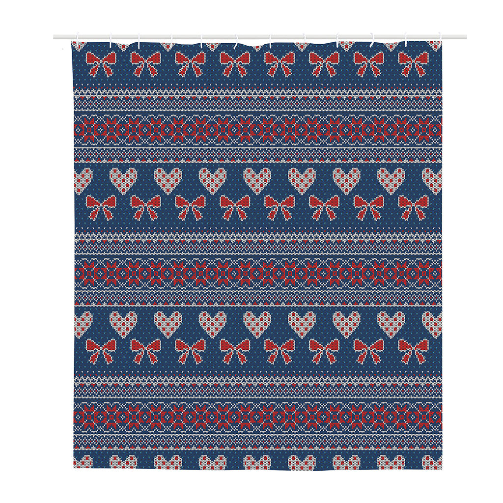 Valentine's Day Knitted Pattern Print Polyester Shower Curtain