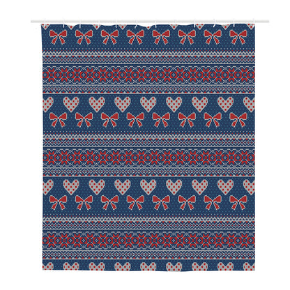 Valentine's Day Knitted Pattern Print Polyester Shower Curtain