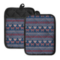 Valentine's Day Knitted Pattern Print Pot Holders With Pocket