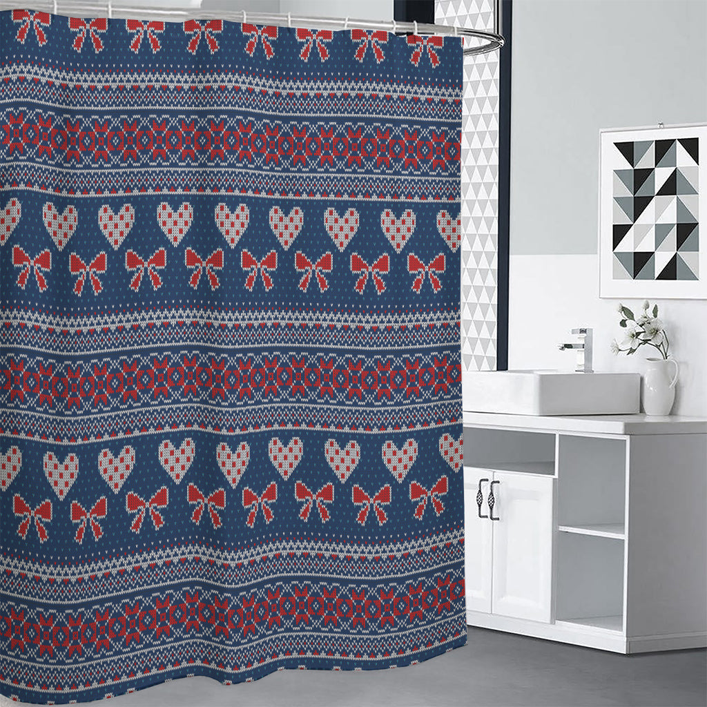 Valentine's Day Knitted Pattern Print Premium Shower Curtain