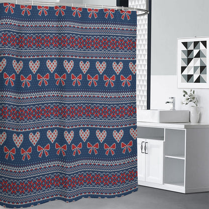 Valentine's Day Knitted Pattern Print Premium Shower Curtain
