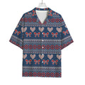 Valentine's Day Knitted Pattern Print Rayon Hawaiian Shirt