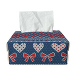 Valentine's Day Knitted Pattern Print Rectangle Tissue Box Cover