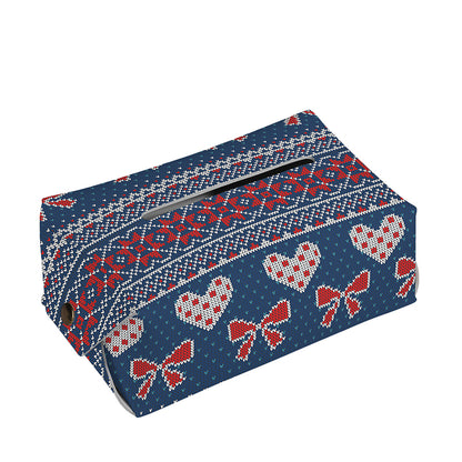 Valentine's Day Knitted Pattern Print Rectangle Tissue Box Cover
