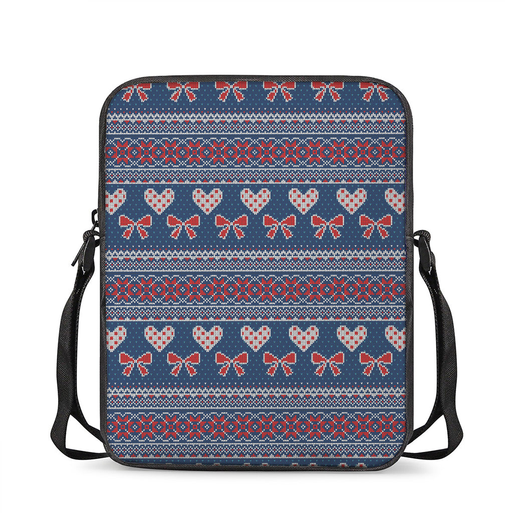 Valentine's Day Knitted Pattern Print Rectangular Crossbody Bag