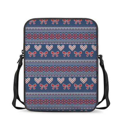 Valentine's Day Knitted Pattern Print Rectangular Crossbody Bag