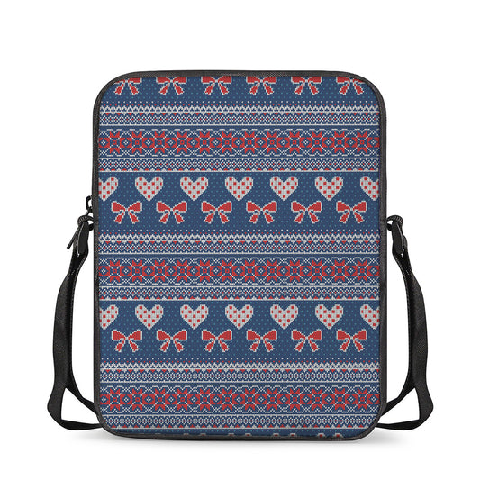 Valentine's Day Knitted Pattern Print Rectangular Crossbody Bag