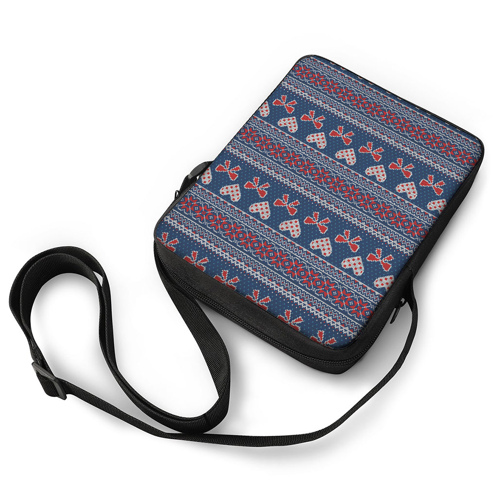 Valentine's Day Knitted Pattern Print Rectangular Crossbody Bag