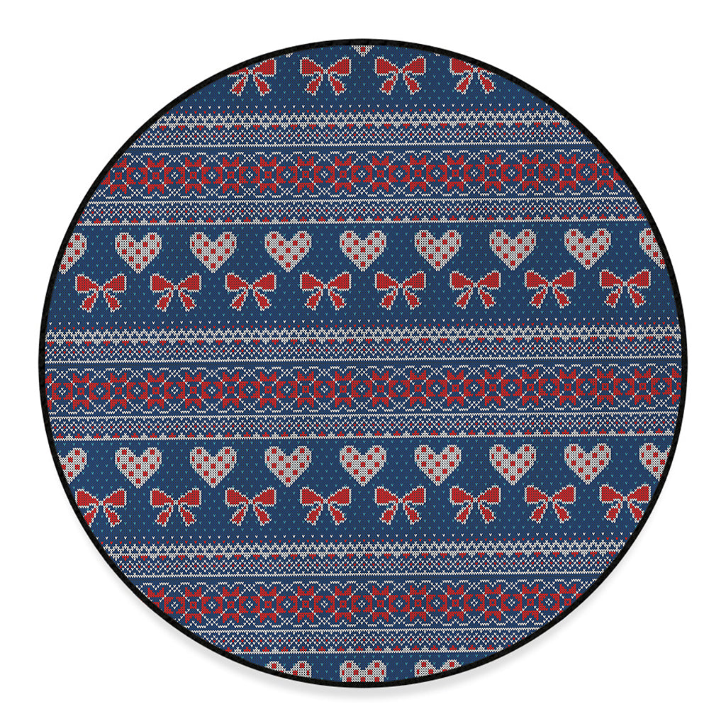 Valentine's Day Knitted Pattern Print Round Floor Mat