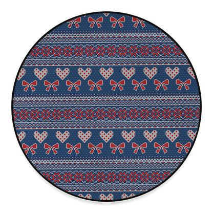 Valentine's Day Knitted Pattern Print Round Floor Mat