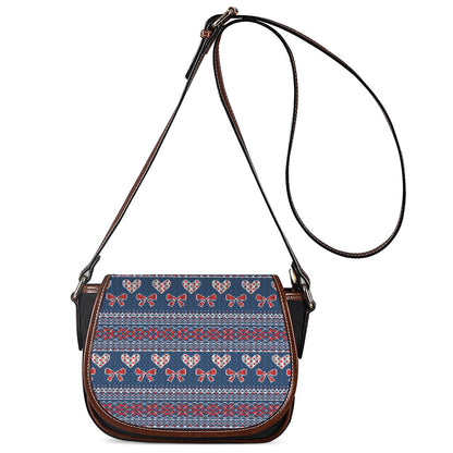 Valentine's Day Knitted Pattern Print Saddle Bag