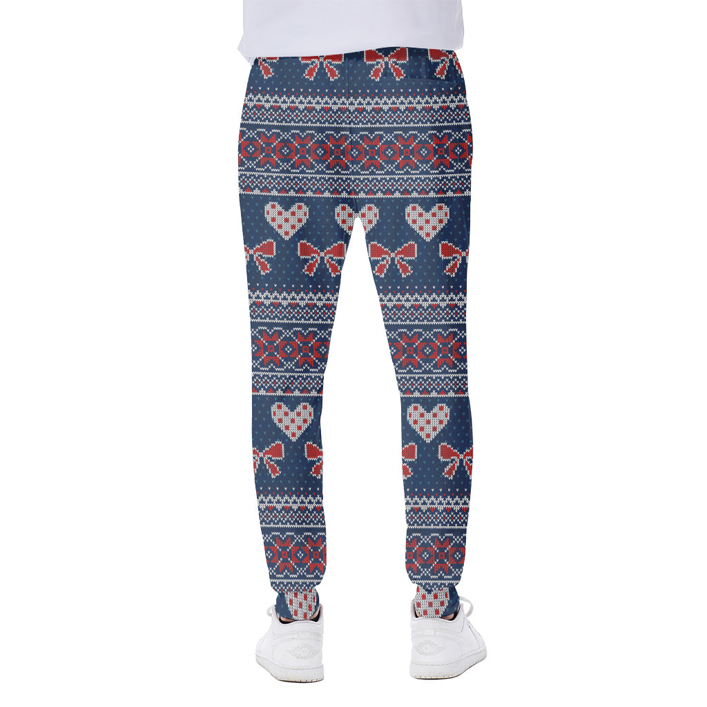 Valentine's Day Knitted Pattern Print Scuba Joggers