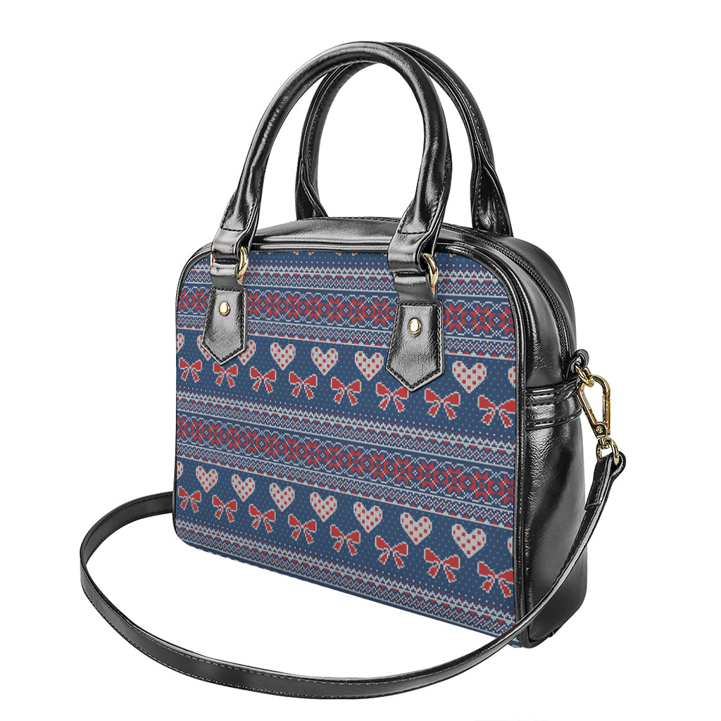 Valentine's Day Knitted Pattern Print Shoulder Handbag