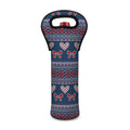 Valentine's Day Knitted Pattern Print Single Neoprene Wine Tote