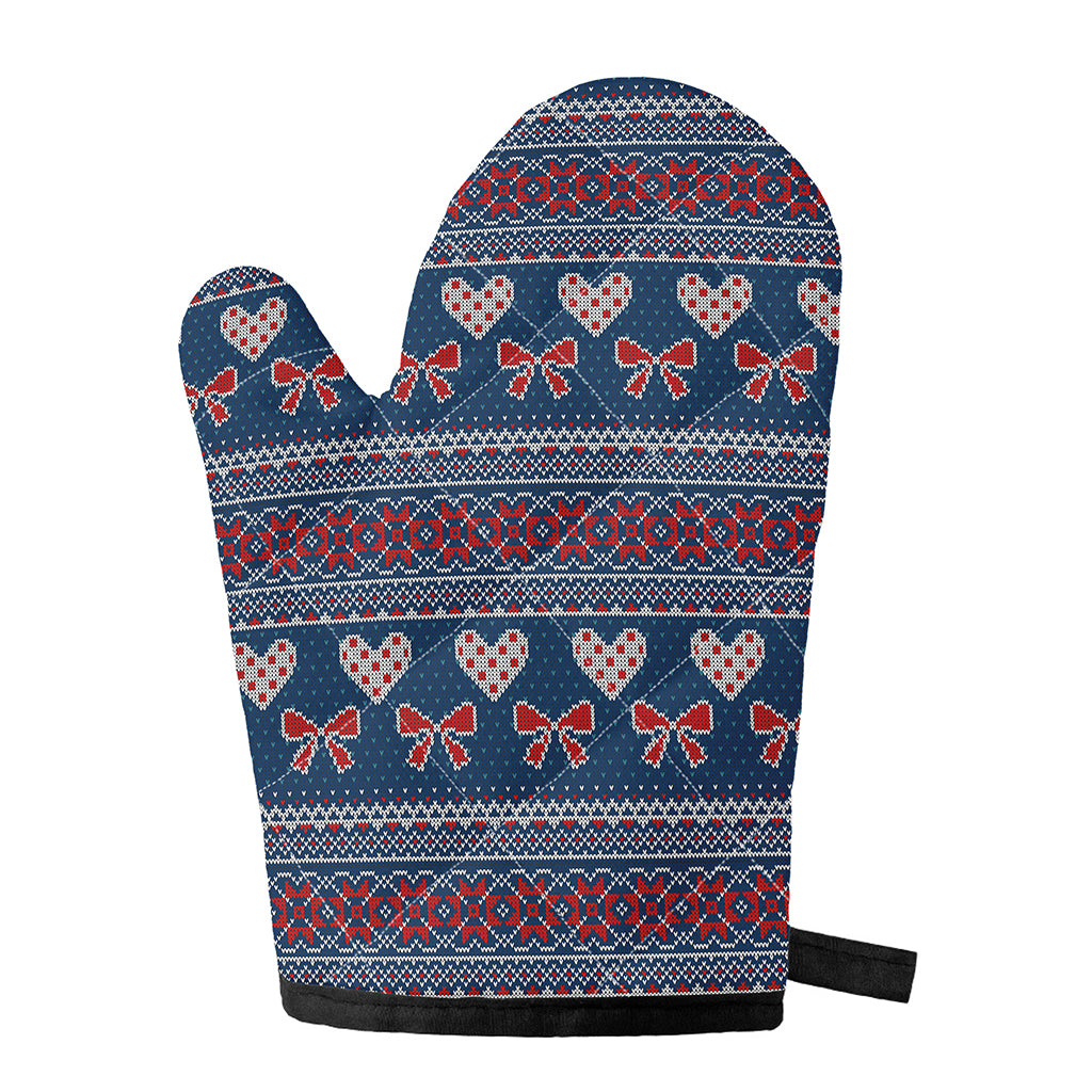 Valentine's Day Knitted Pattern Print Single Oven Mitt