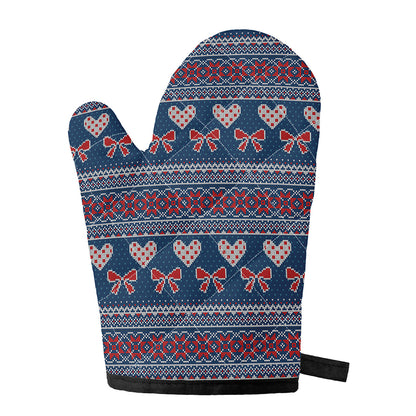 Valentine's Day Knitted Pattern Print Single Oven Mitt